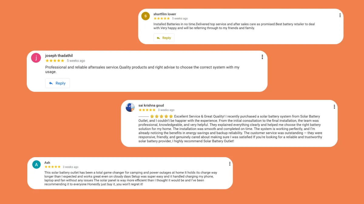 solar battery outlet installer testimonials