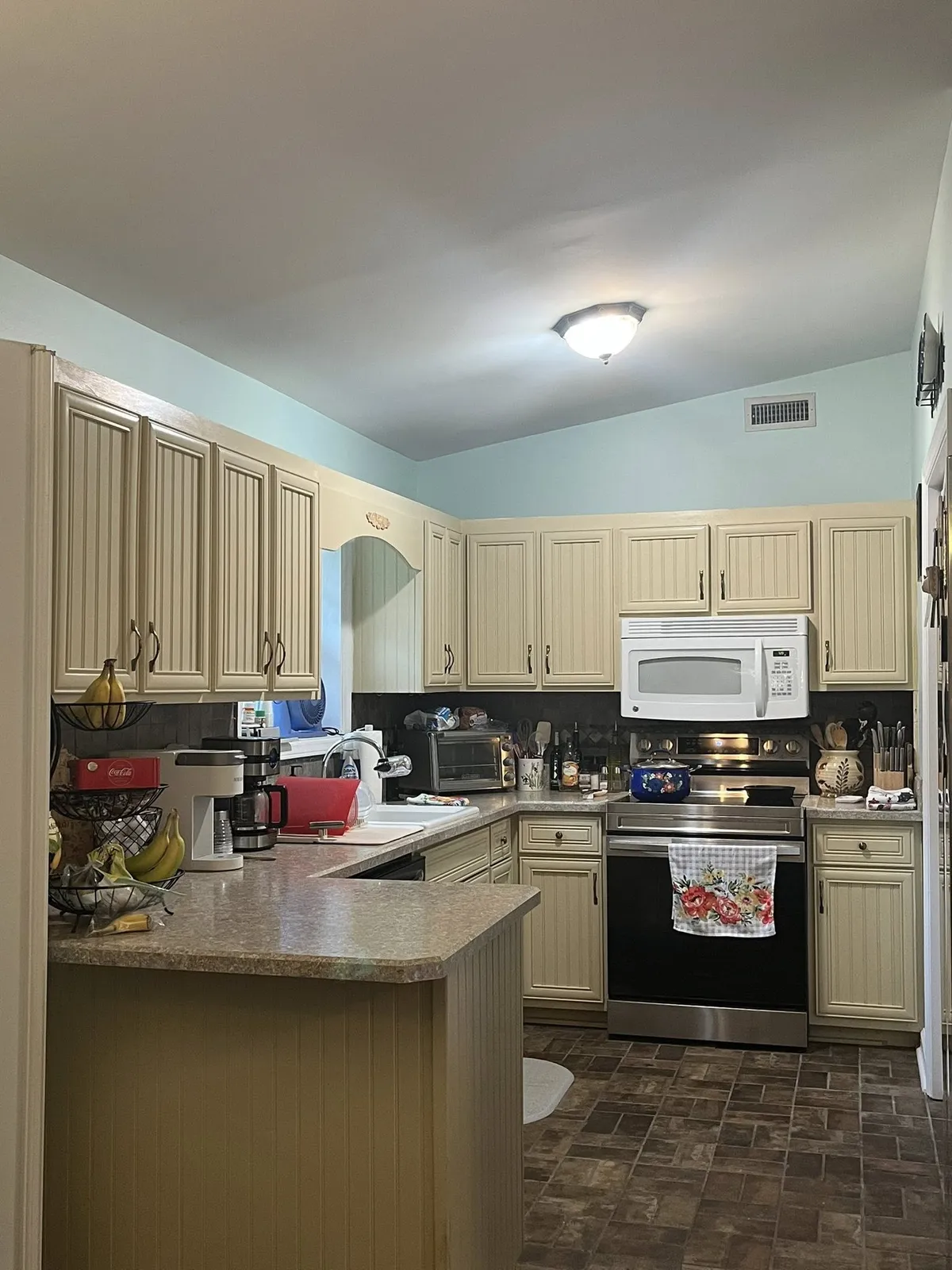 Freshly painted kitchen with white cabinets