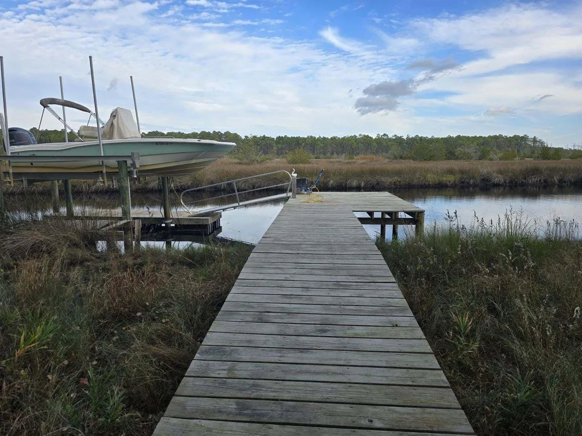 Dock walkway across the marsh in Atlantic Beach NC