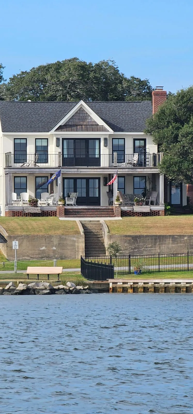 Three story coastal home exterior in Morehead City NC
