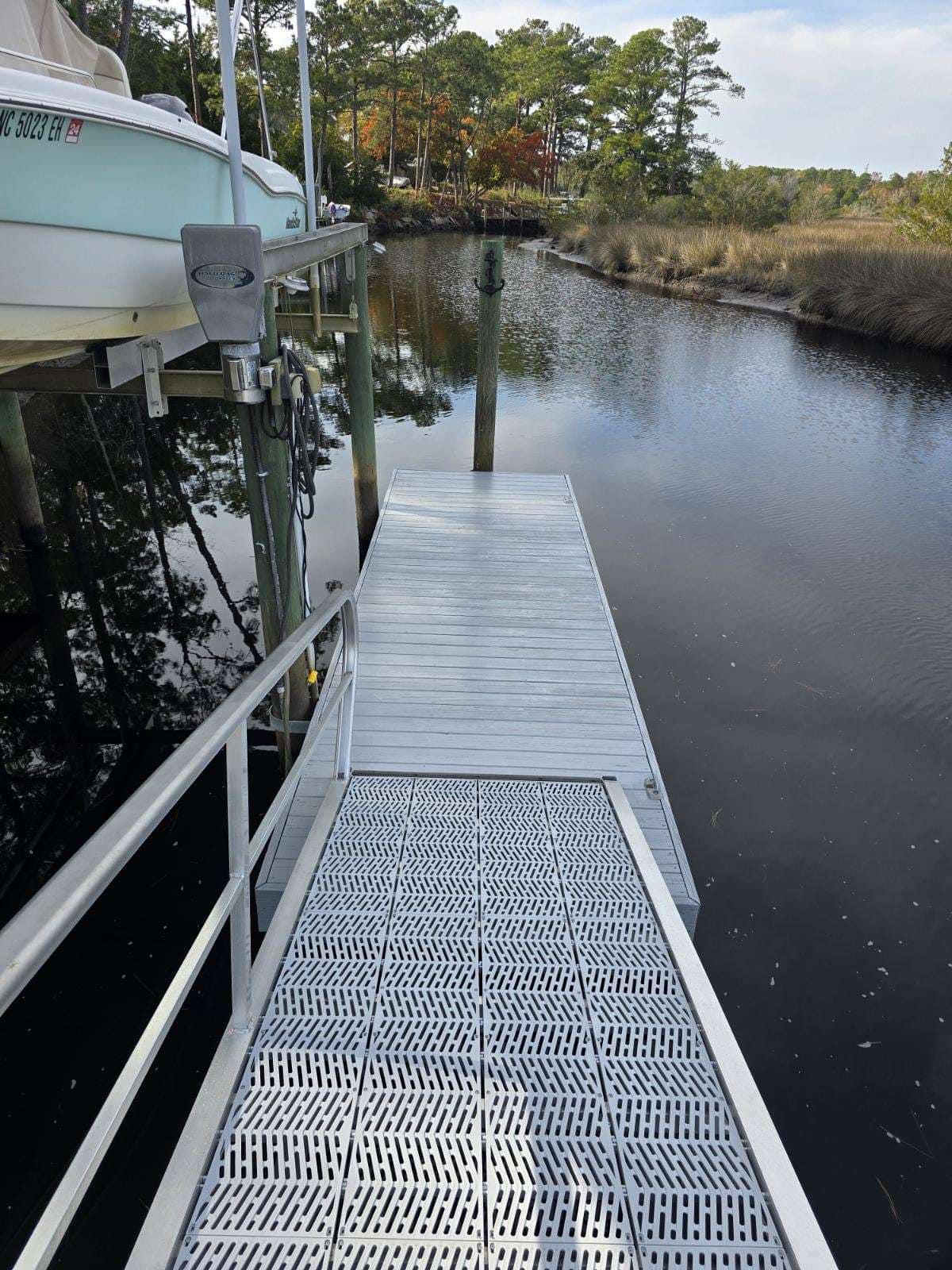 Clean dock walkway with railing in Atlantic Beach NC