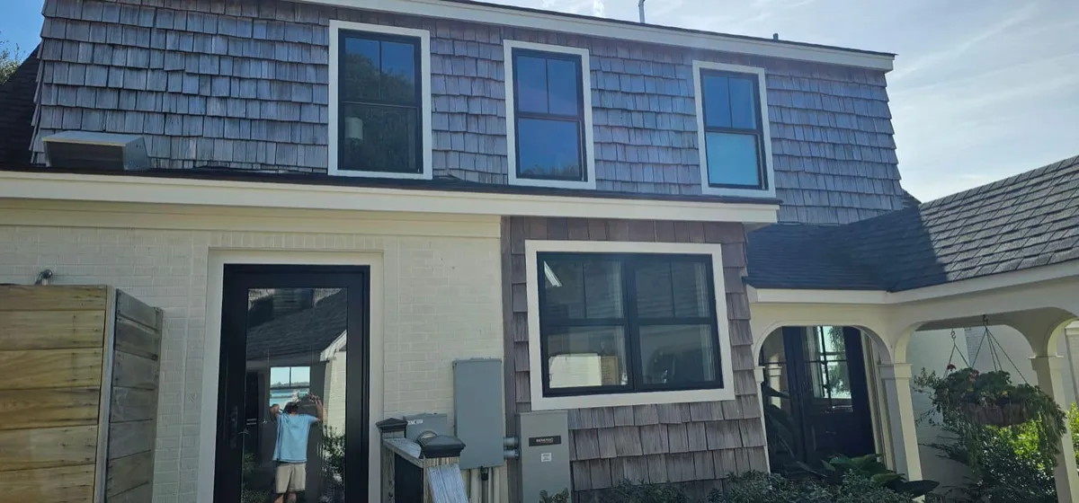 Blue coastal home exterior repaint in Morehead City NC