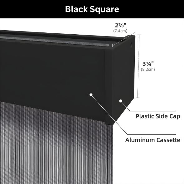 Black Square Valance Roller Shades 100% Blackout Safari