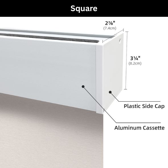 Square Valance Roller Shades 100% Blackout Essential