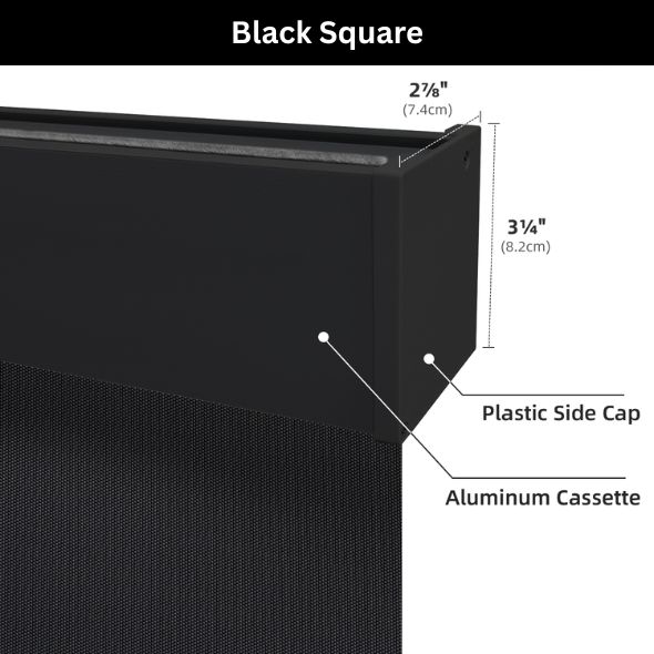 Black Square Valance Light Filtering Solar Shades 1%/3%/5% Openness Aventus