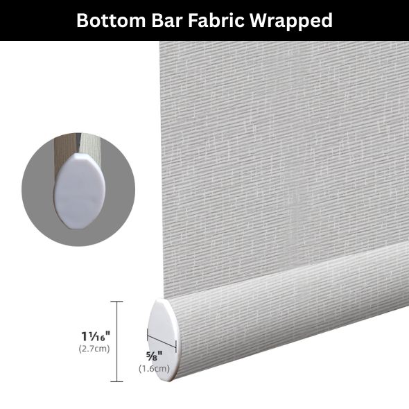 Fabric Wrapped Standard Bottom Bar Roller Shades 100% Blackout Safari