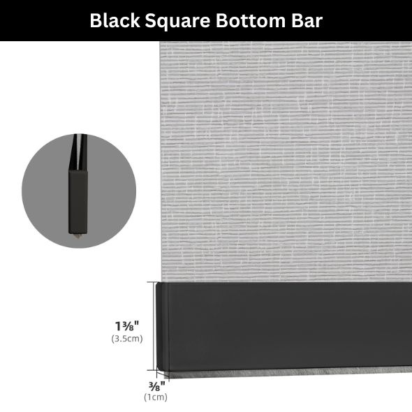 Black Square Standard Bottom Bar Roller Shades 100% Blackout Safari