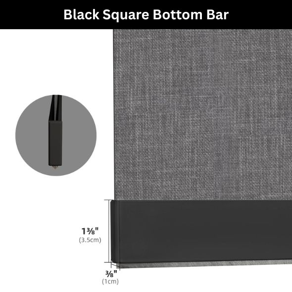 Black Square Bottom Bar Roller Shades 100% Blackout Vigor
