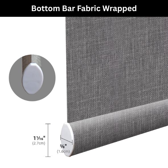 Fabric Wrapped Bottom Bar Roller Shades 100% Blackout Vigor