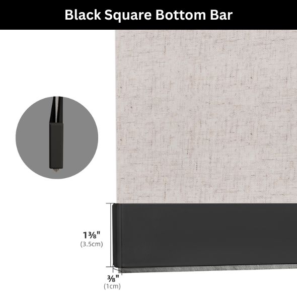 Black Square Bottom Bar Light Filtering Roller Shades 70% Blackout Linen
