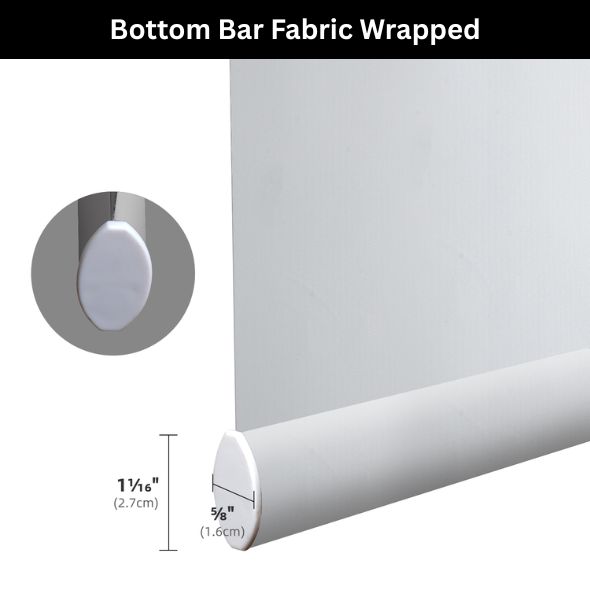 Fabric Wrapped Bottom Bar Roller Shades 100% Blackout Vinyl 