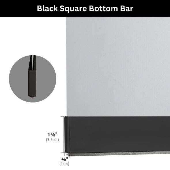 Black Square Bottom Bar Roller Shades 100% Blackout Vinyl 