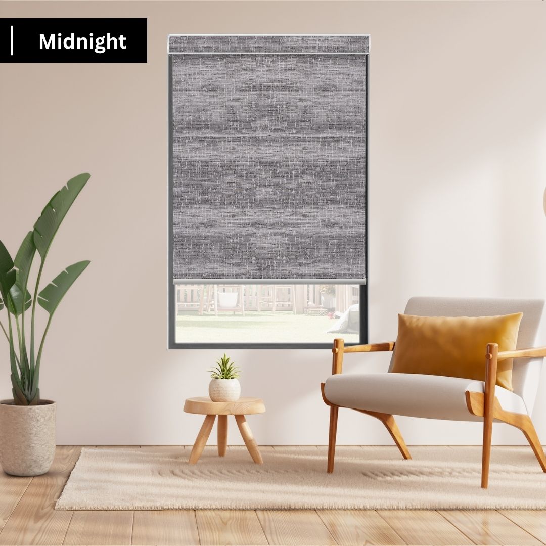 Fabric Midnight Roller Shades 100% Blackout Safari
