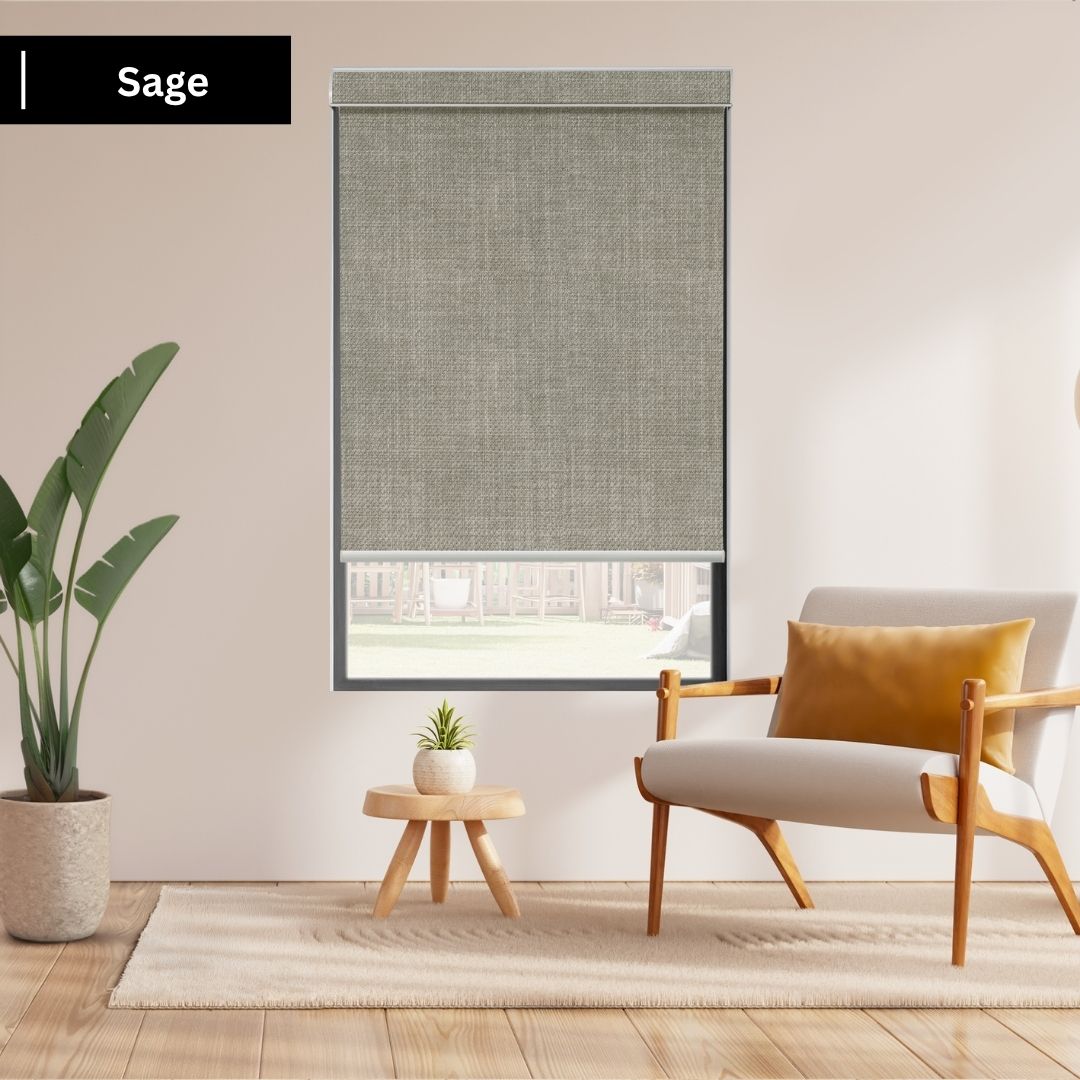 Sage Fabric Roller Shades 100% Blackout Vigor