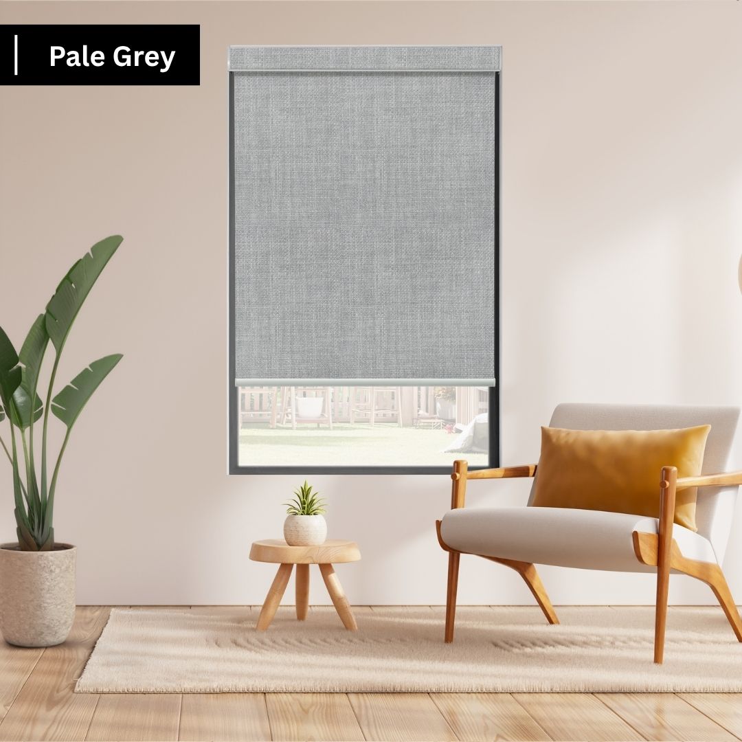 Pale Grey Fabric Roller Shades 100% Blackout Vigor