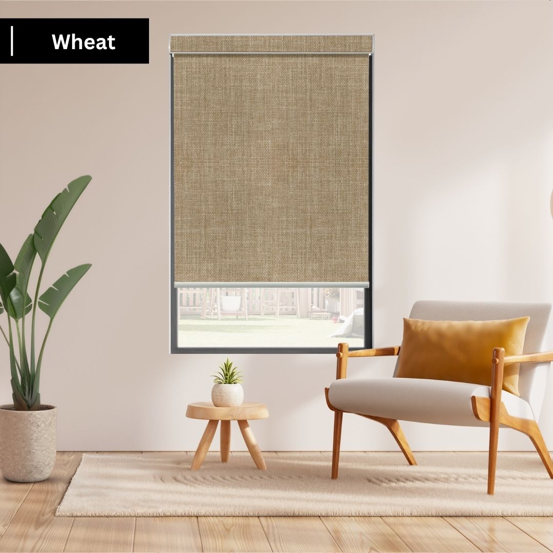 Wheat  Fabric Roller Shades 100% Blackout Vigor
