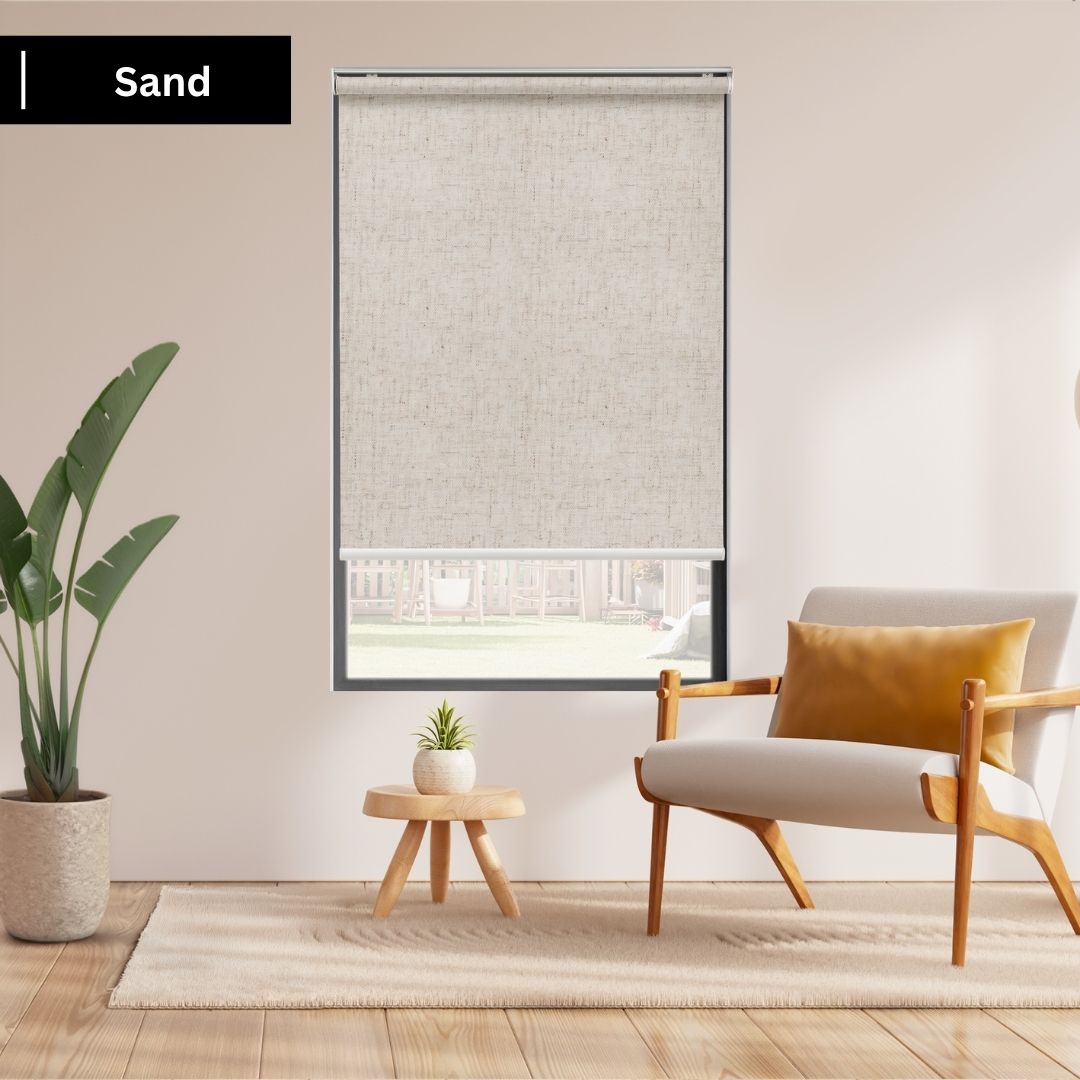 Sand Fabric Light Filtering Roller Shades 70% Blackout Linen