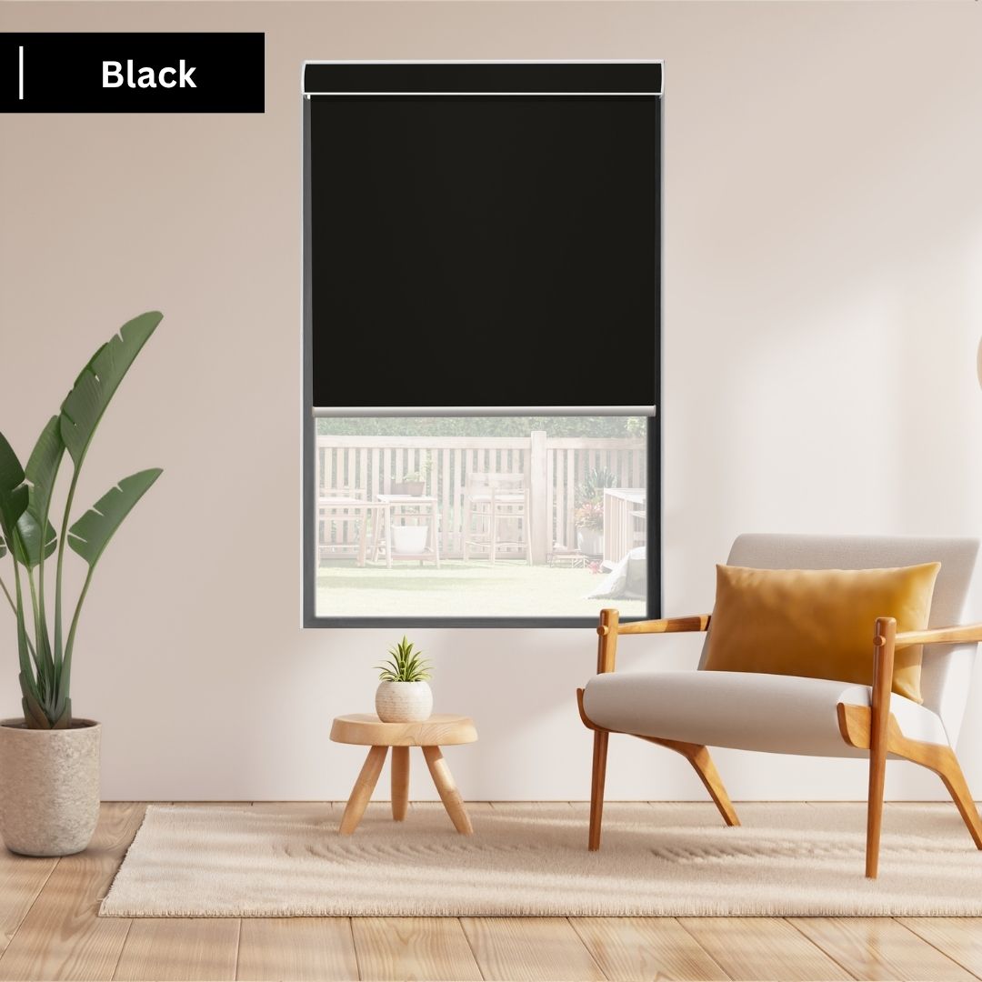 Black Fabric Roller Shades 100% Blackout Vinyl