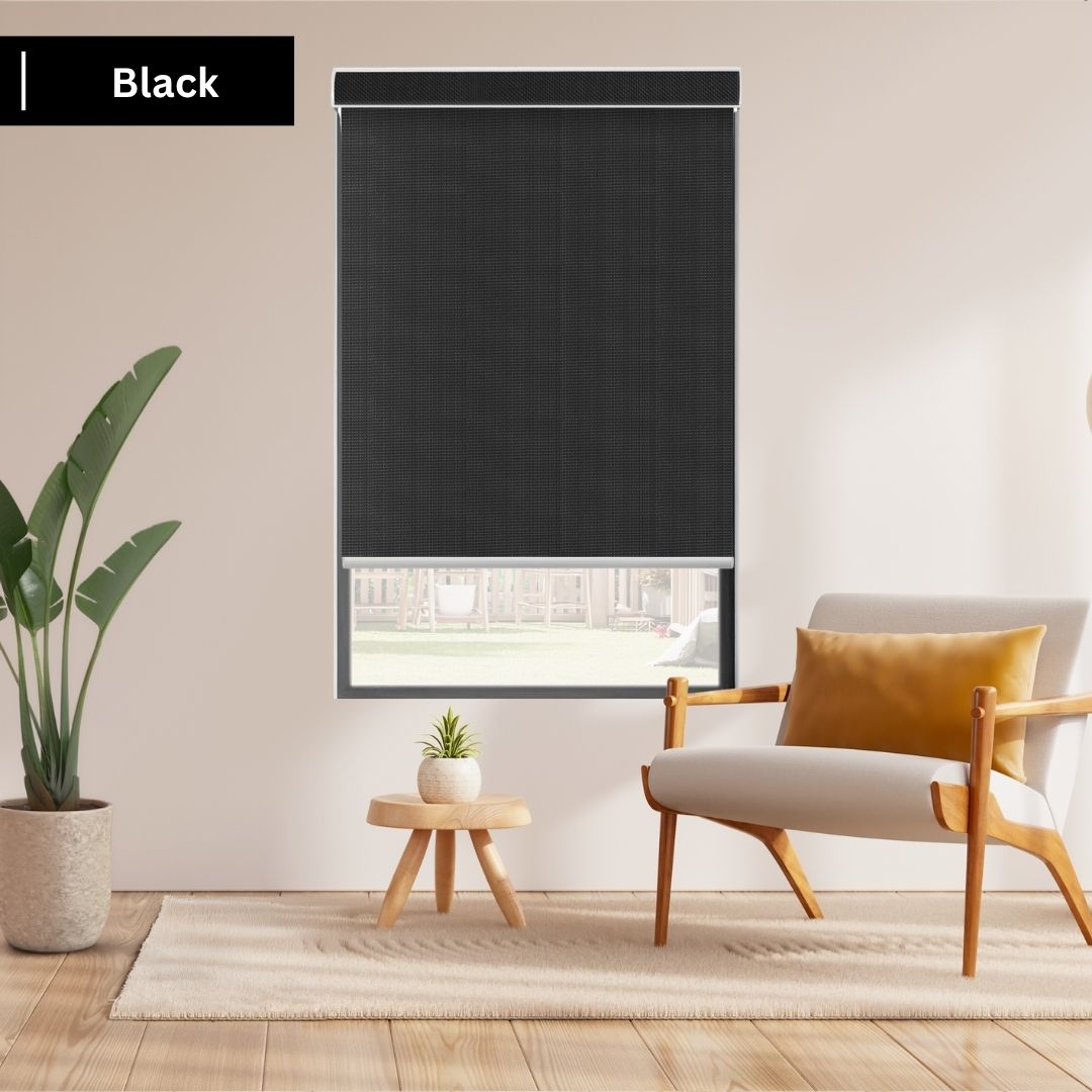 Black Fabric Light Filtering Solar Shades 1%/3% Openness Aventus