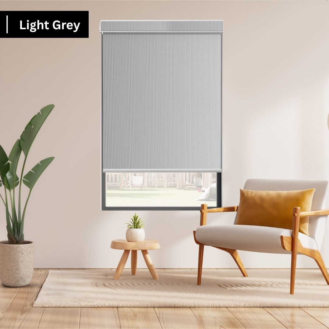 Light Grey Fabric Light Filtering Solar Shades 1%/3% Openness Aventus