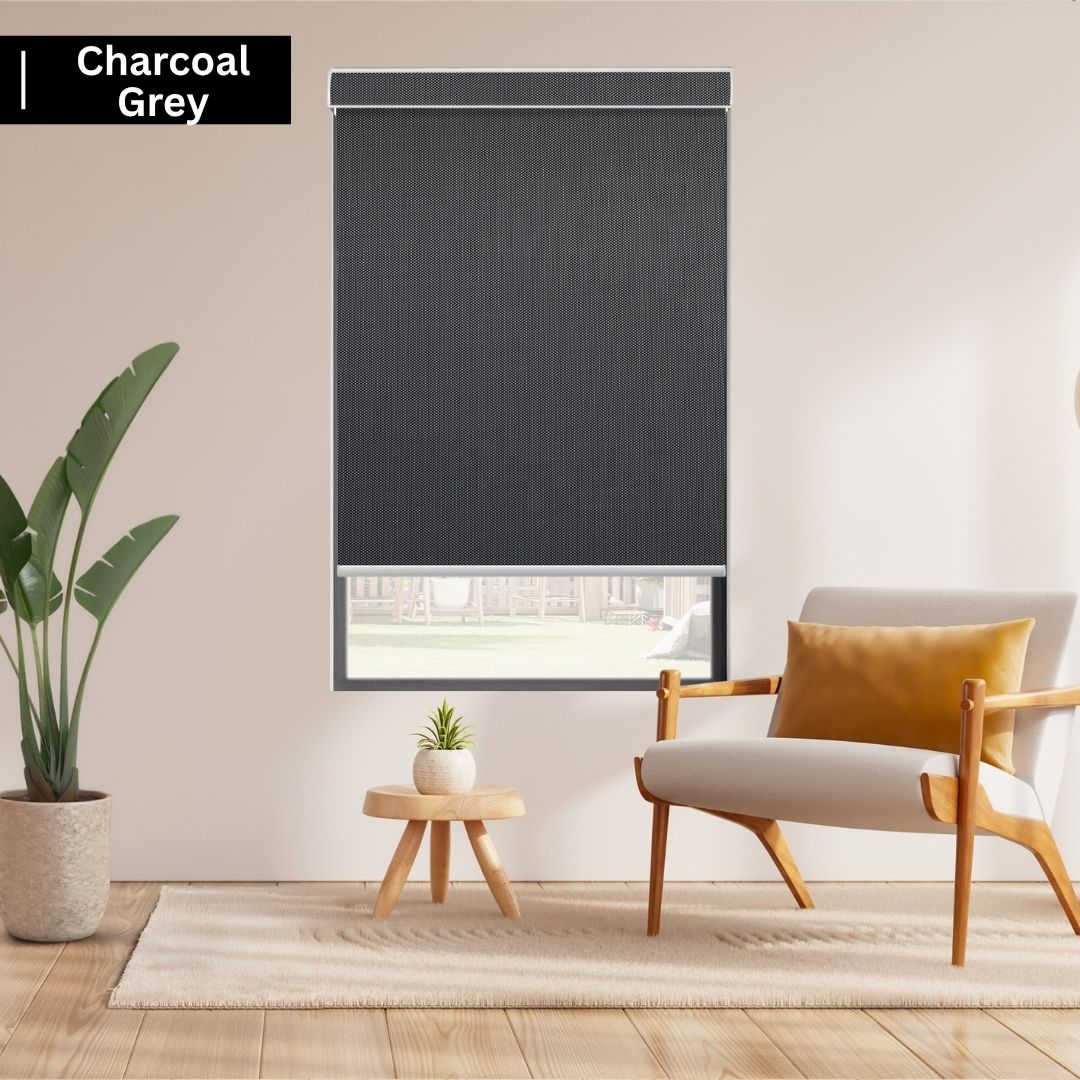 Charcoal Gey Fabric Light Filtering Solar Shades 5% Openness Aventus