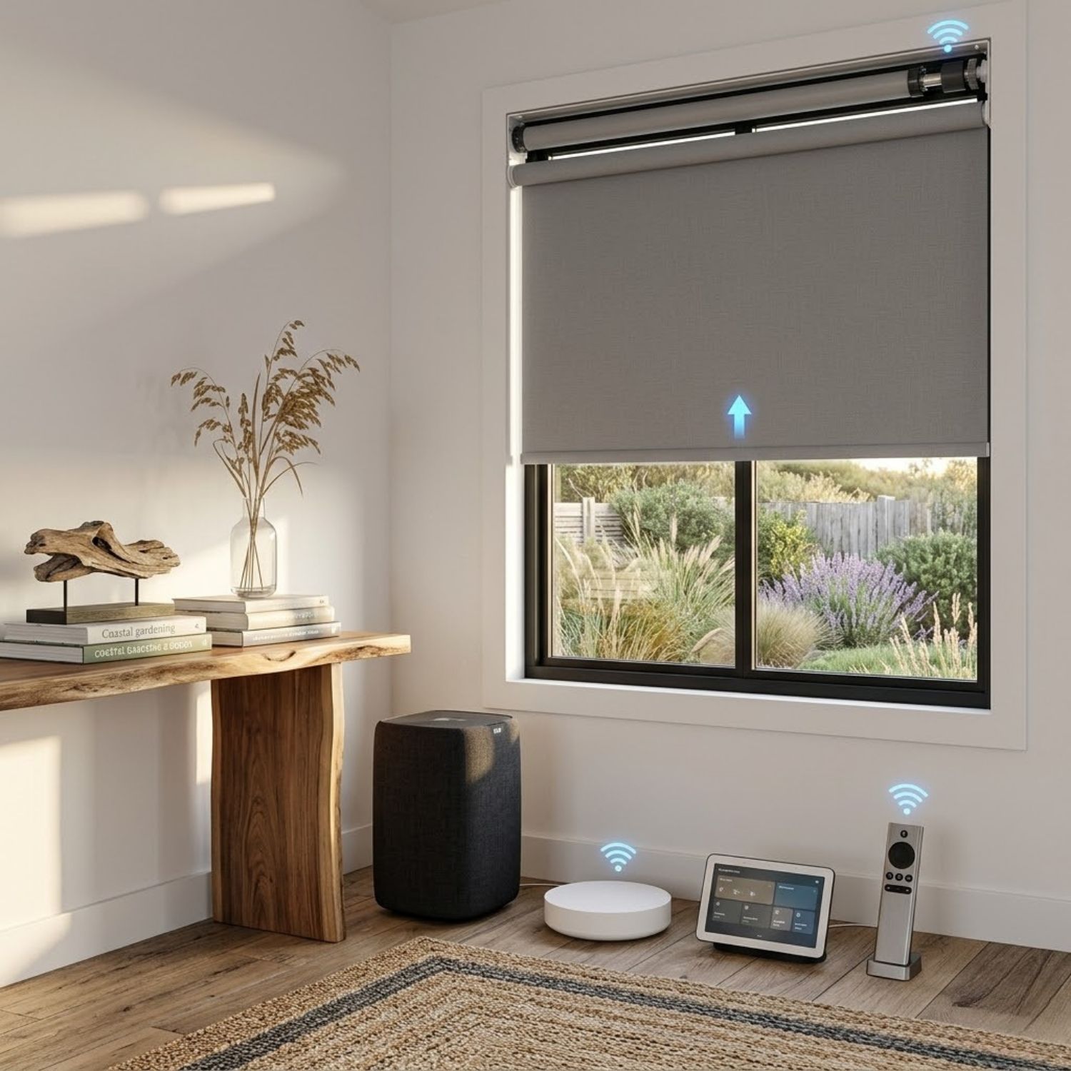 This is a Motorized Roller Shades 100% Blackout Essential