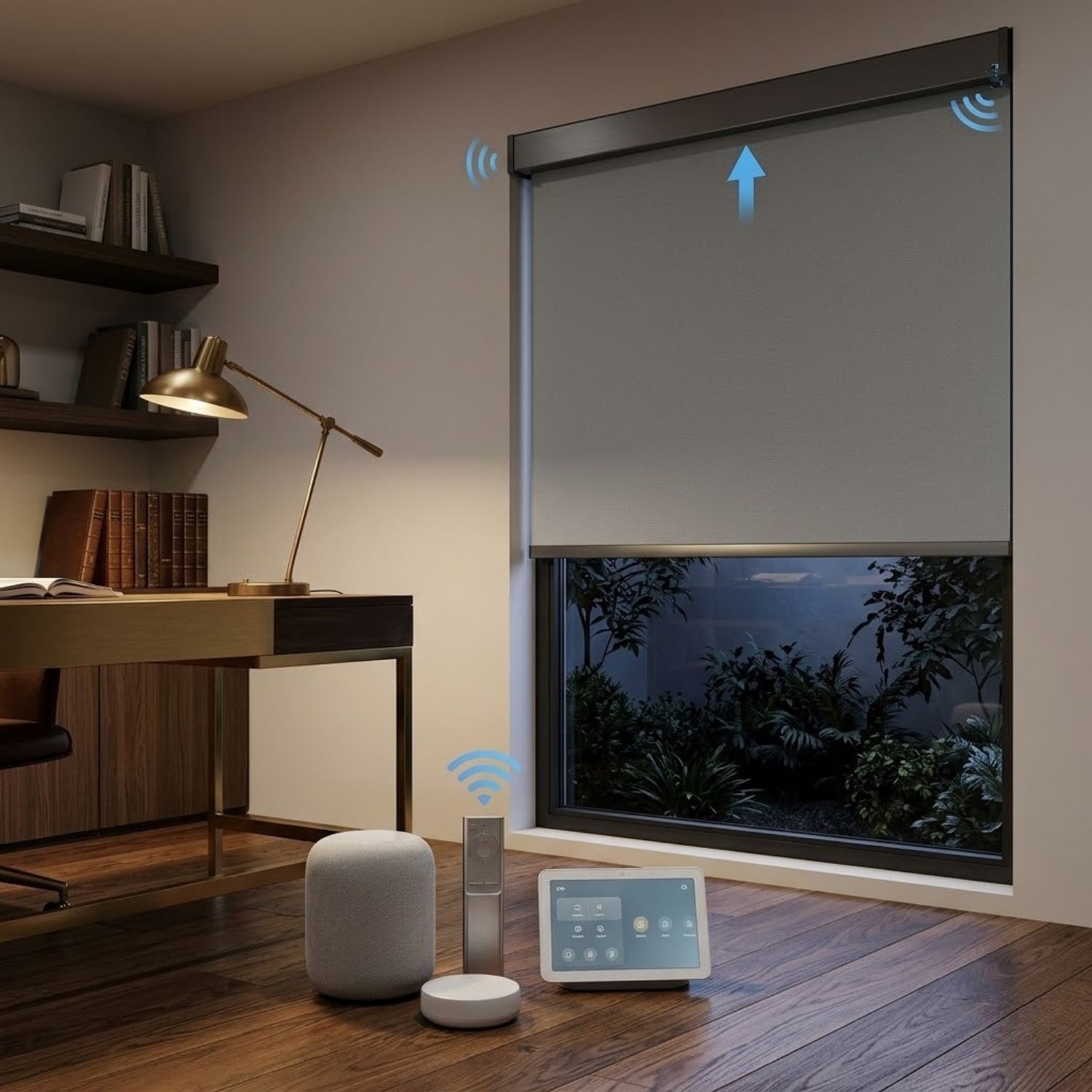 This is a Motorized Roller Shades 100% Blackout Vinyl