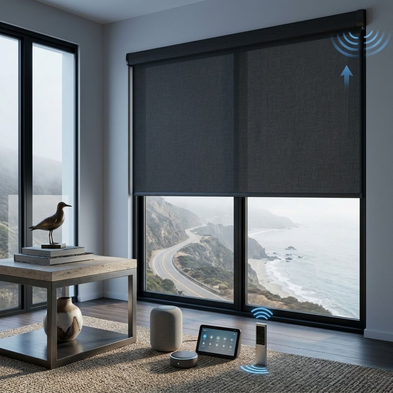 This is a Motorized Roller Shades 100% Blackout Eclipse