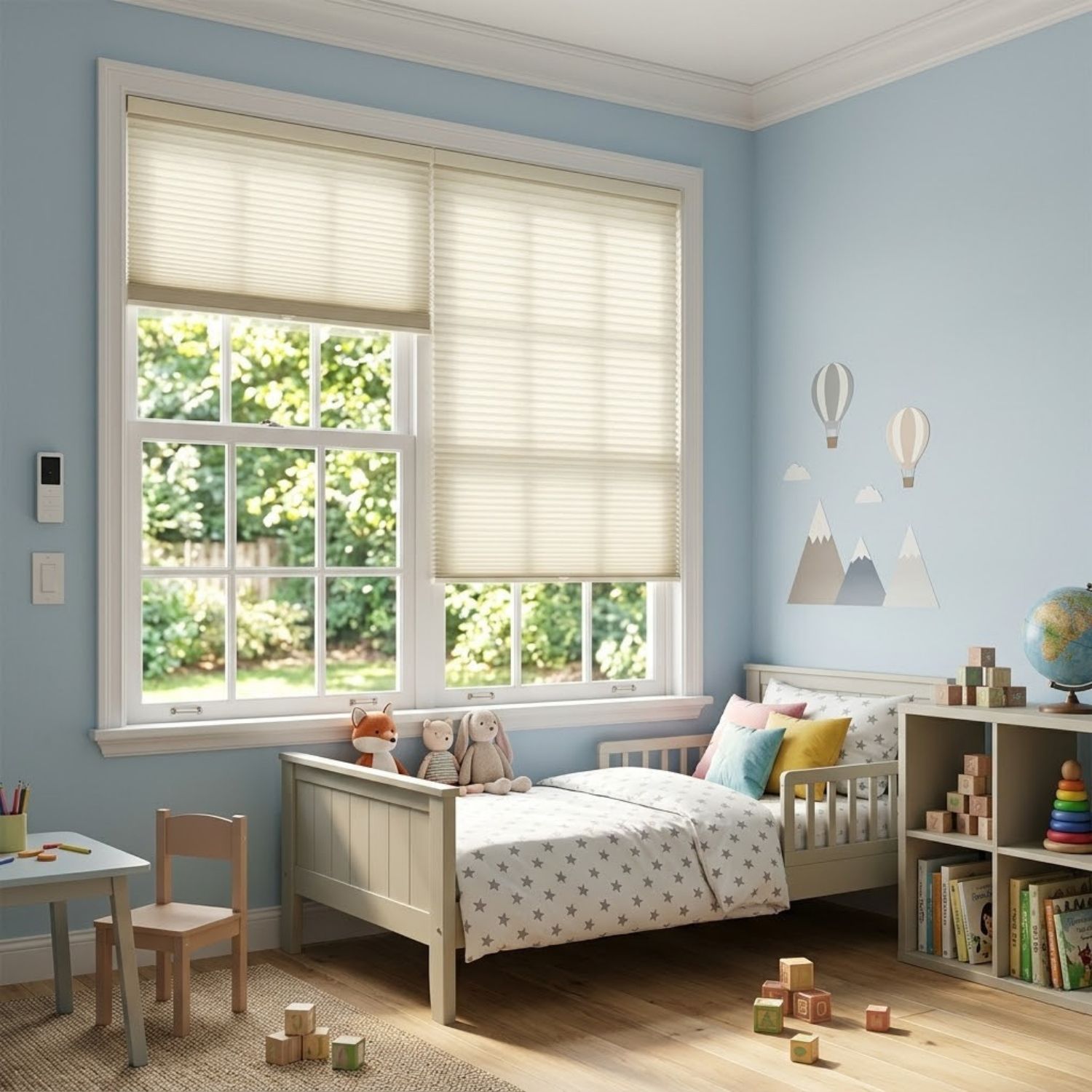 This is a Motorized Blackout Cellular Shades Nowa