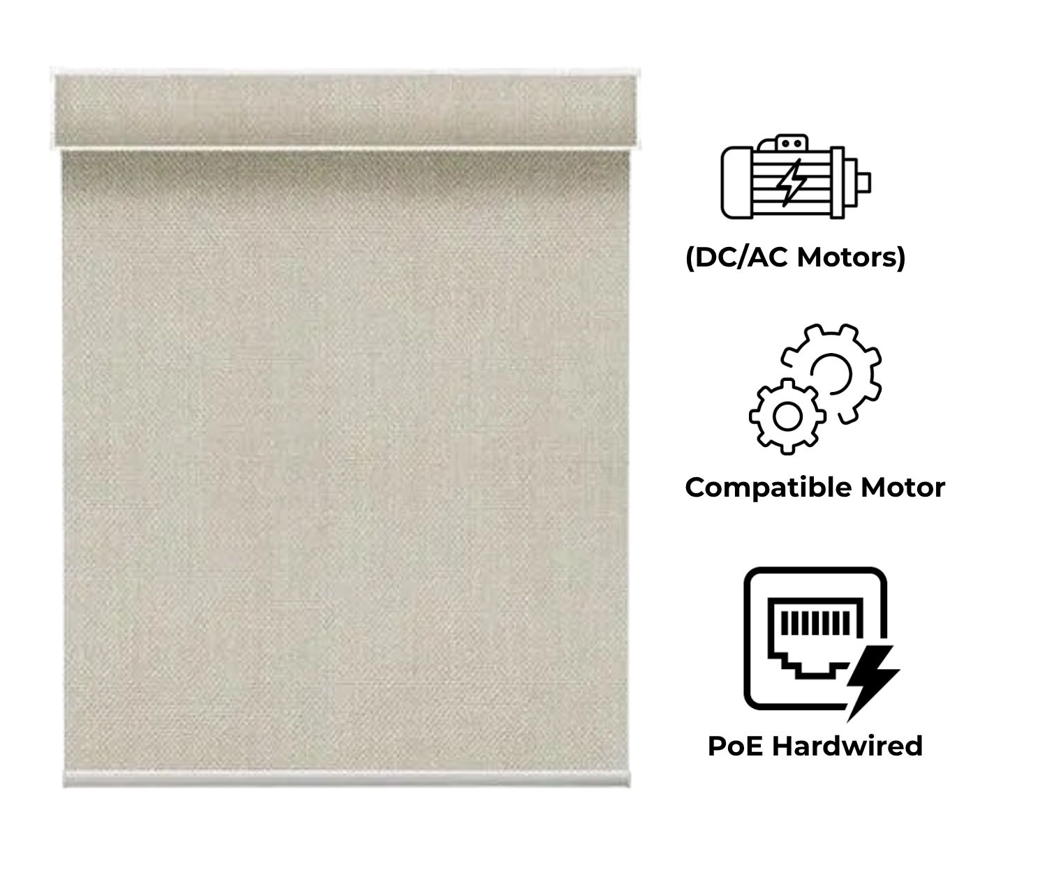 Hardwired Roller Shades: Traditional DC/AC & PoE Options