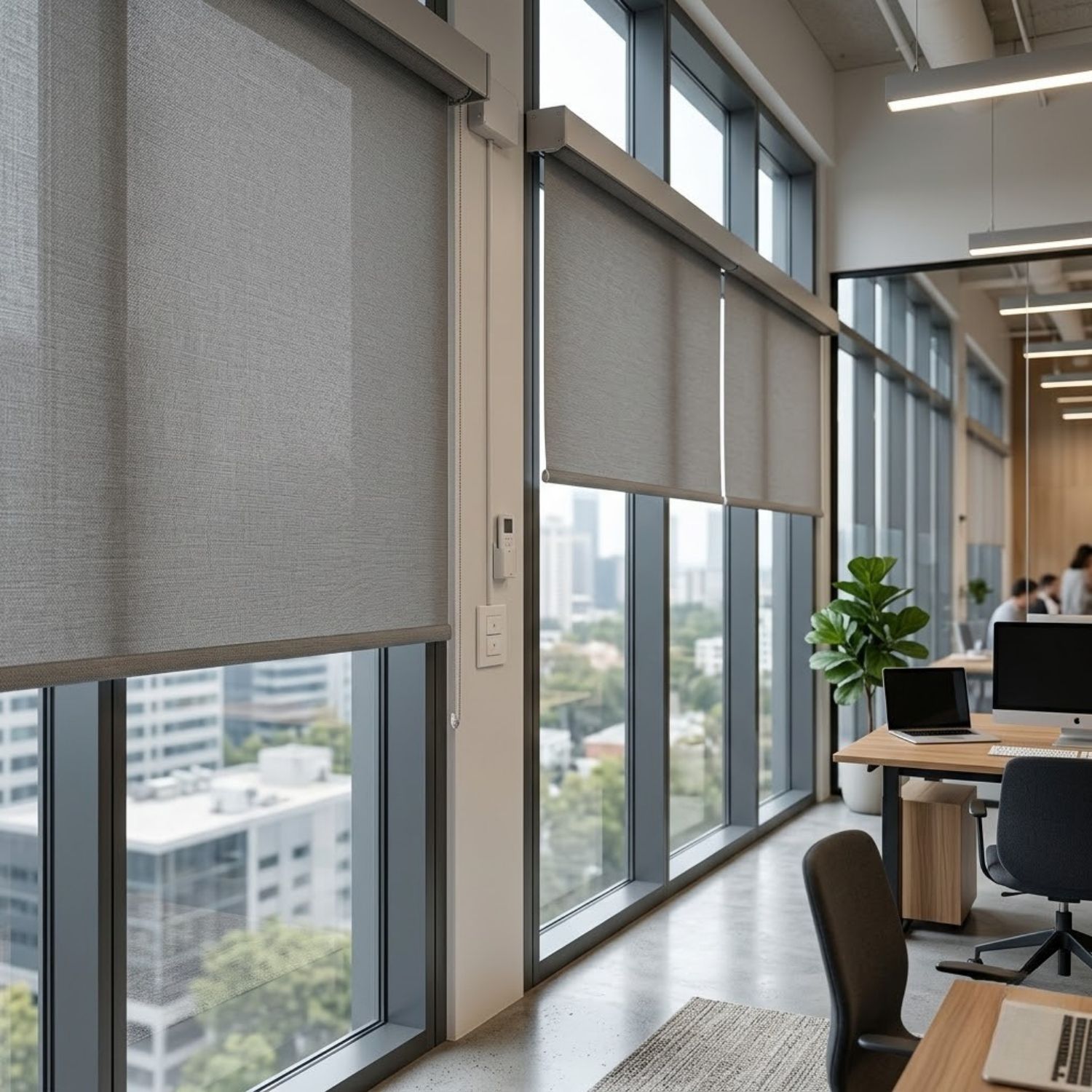 This is a Modern Shade Solutions for Offices, Stores, and Commercial Spaces