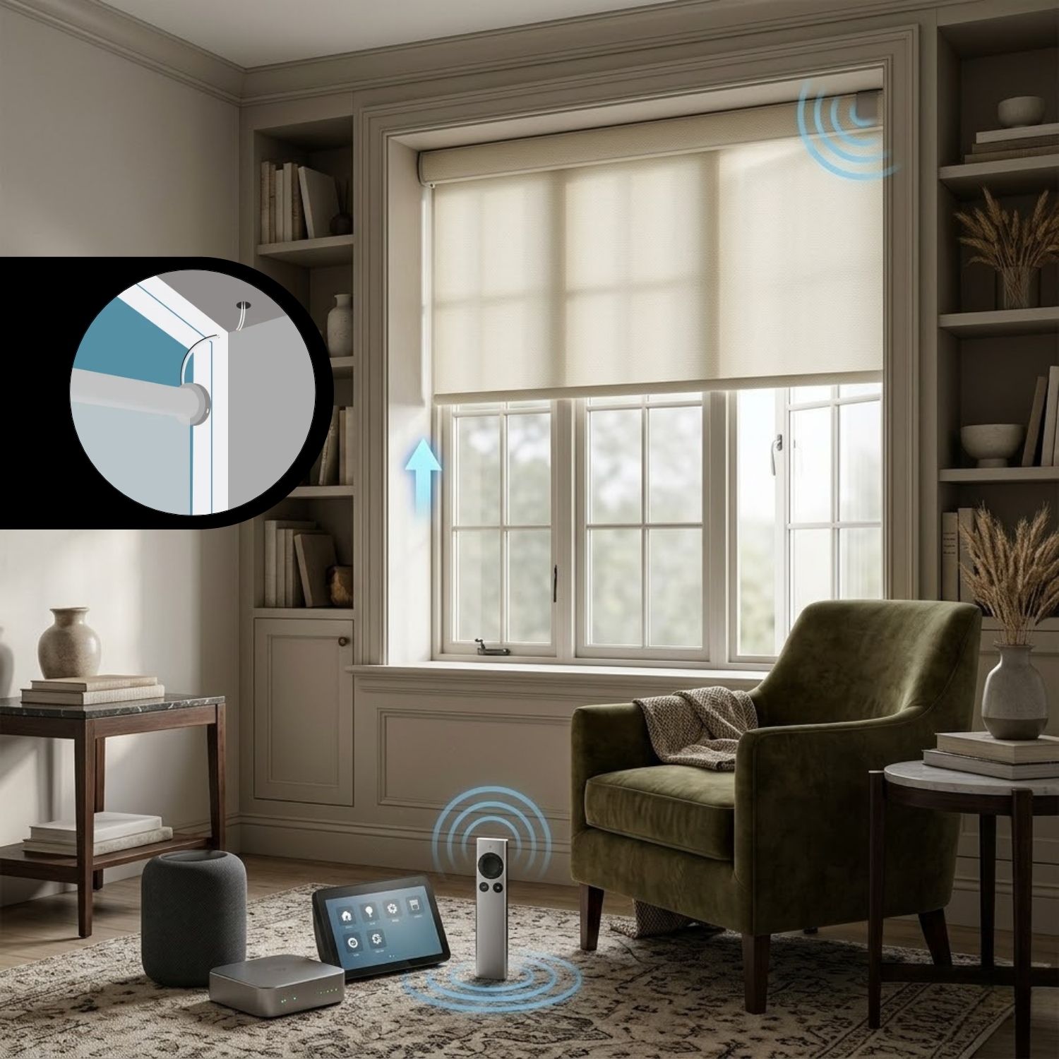 This is a Hardwired Motorized Roller Shades 100% Blackout Vigor