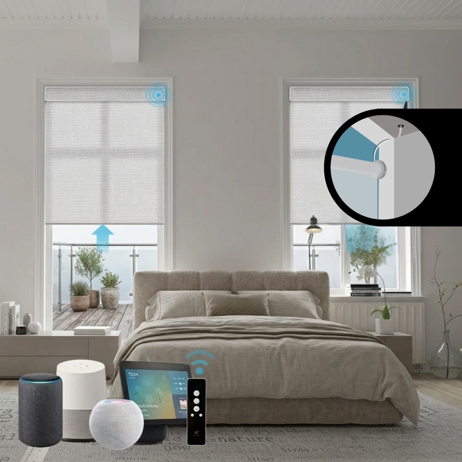 This is a Hardwired Motorized Light Filtering Roller Shades 70% Blackout Safari