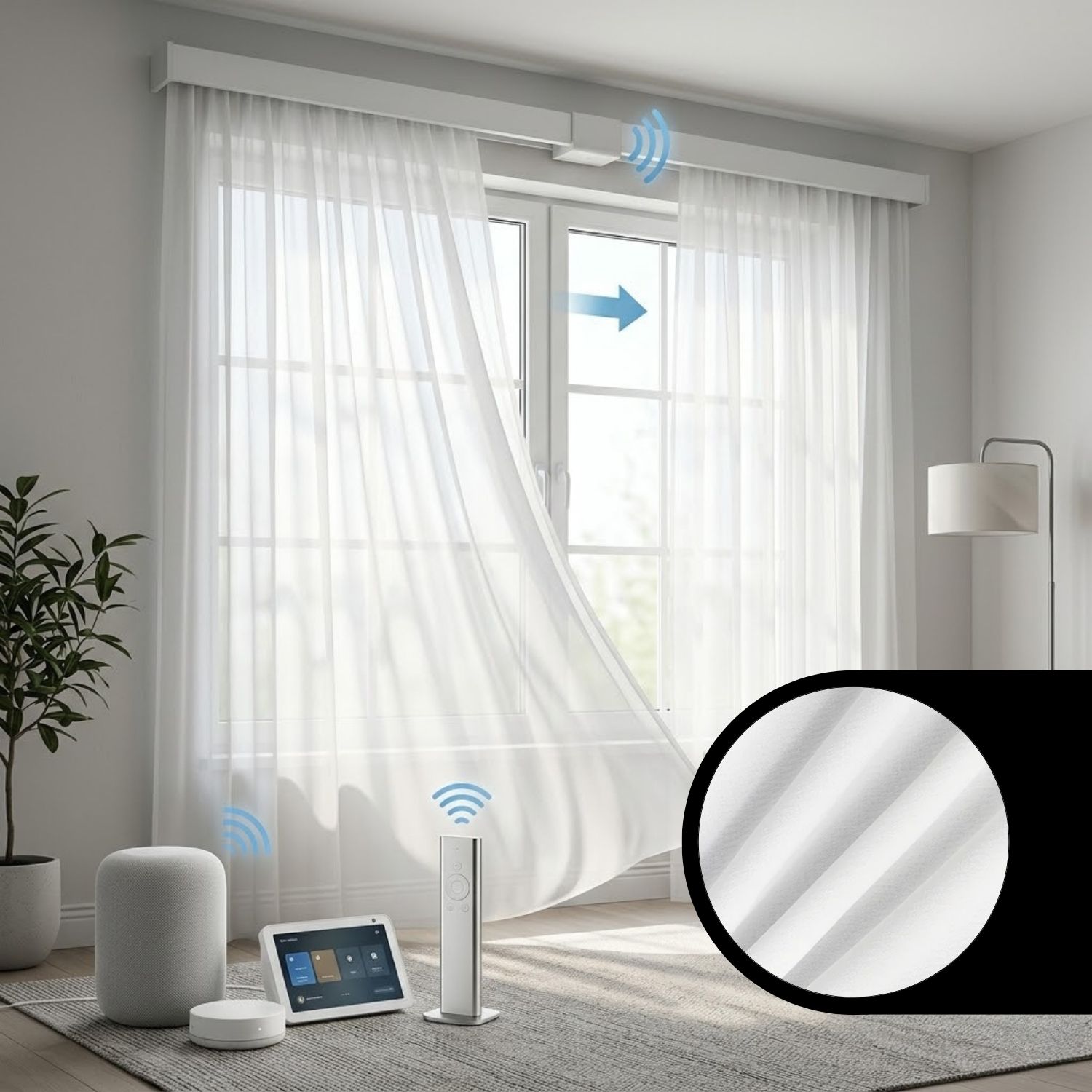 This is a Motorized Drapery Sheer