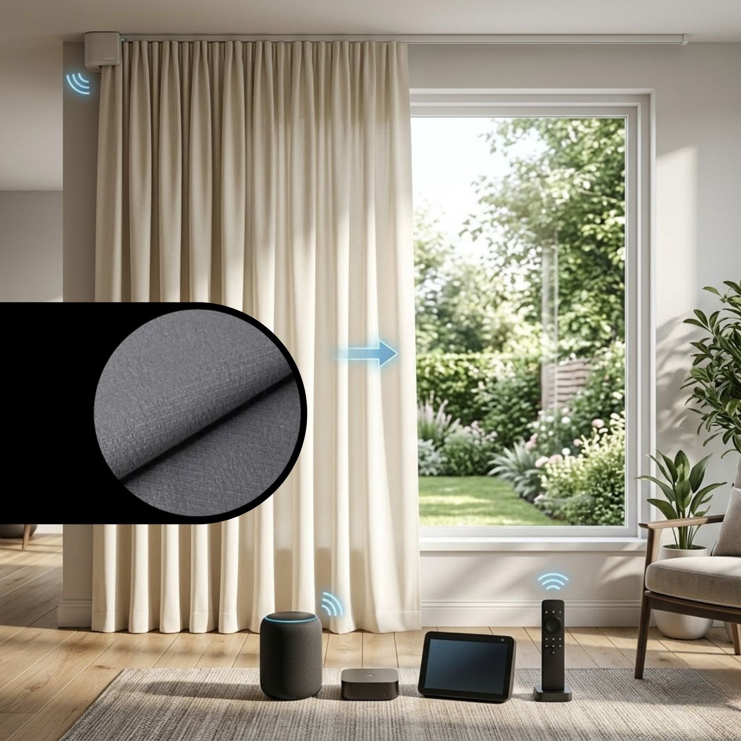 This is a Motorized Drapery 93% Blackout Elysian