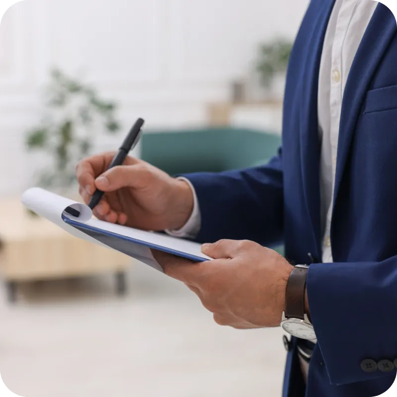 Home inspector reviewing inspection findings and documentation in a professional home inspection report