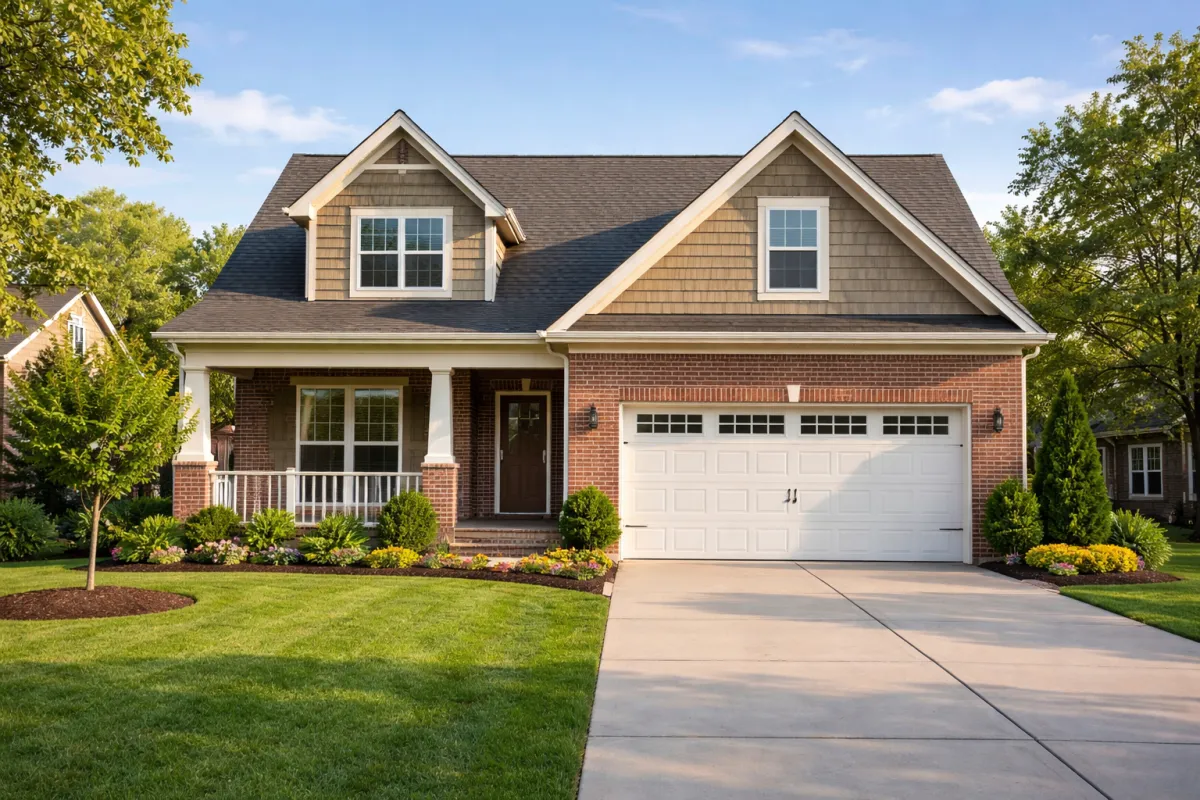 Front view of a well-maintained suburban home in Clarksville, Tennessee, representing the types of properties served by professional home inspection services.