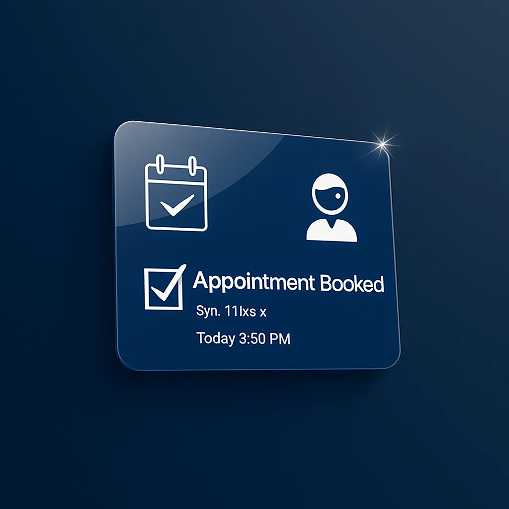 Dashboard showing appointment booked