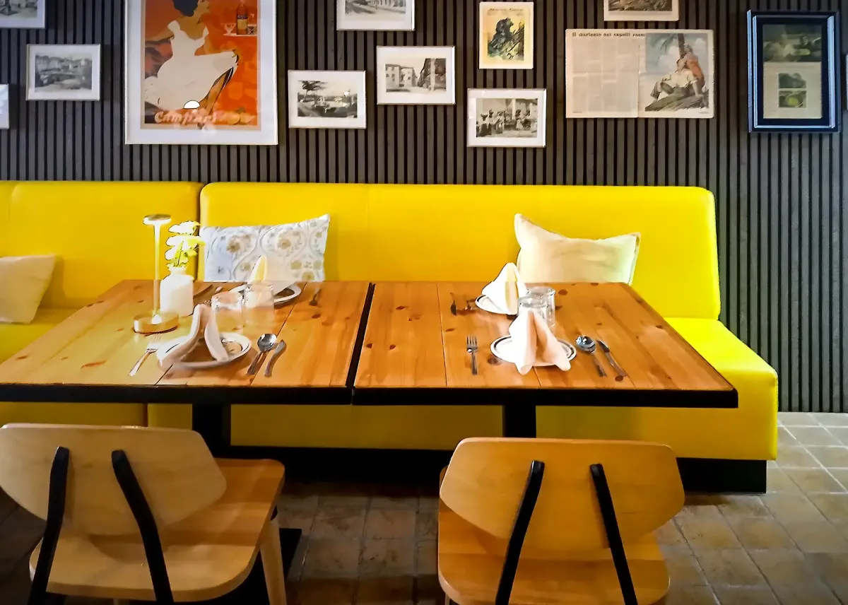 Warmly lit interior of Perfetto Bistro