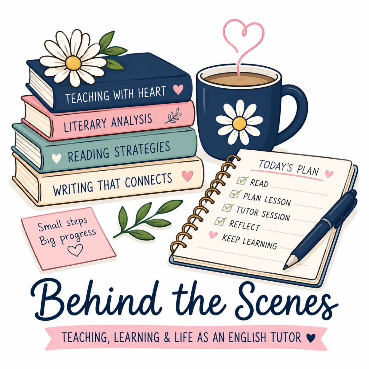 Behind-the-scenes look at an English tutor's teaching life, featuring books, lesson planning, professional development, and insights from working with middle and high school students.