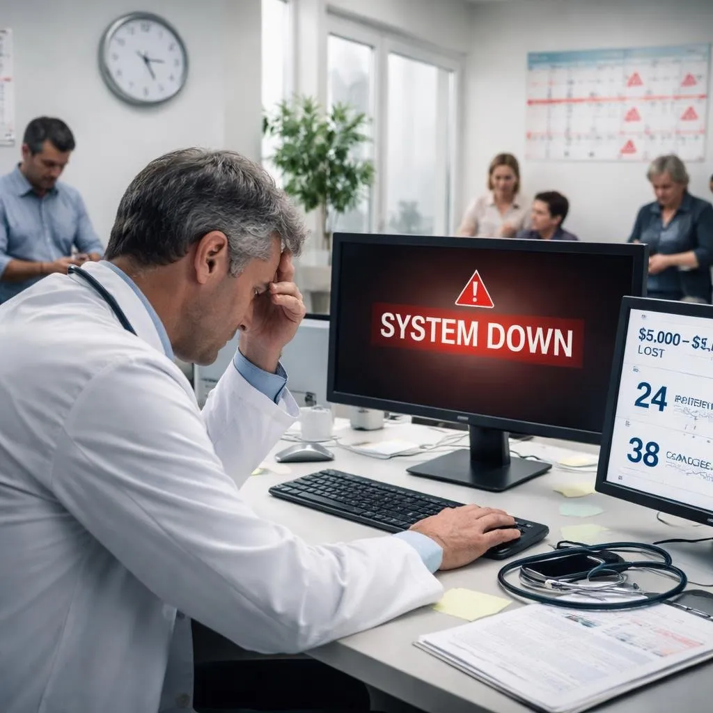 Ransomware attack screen locking dental office system and patient records