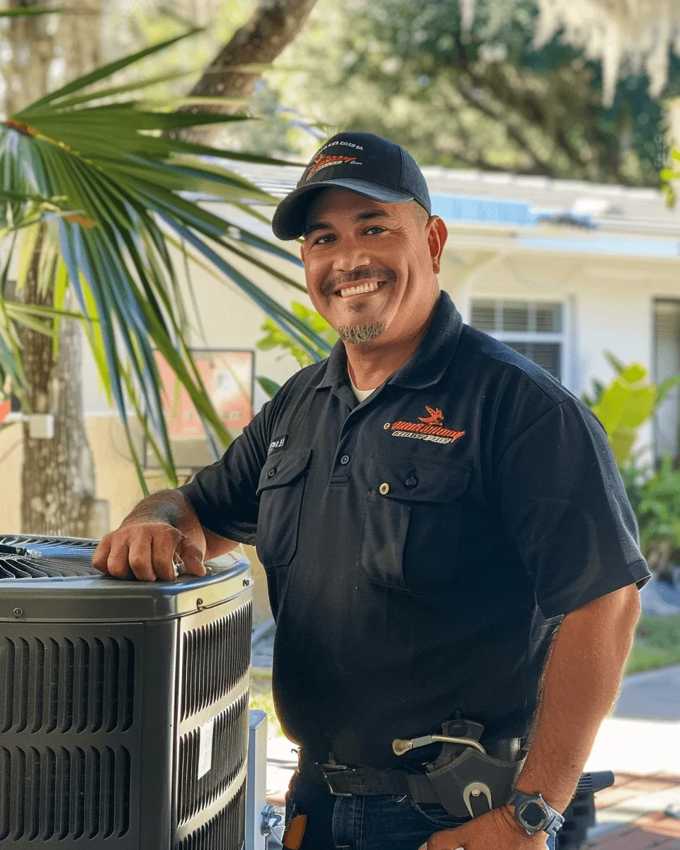 AC repair technician outside