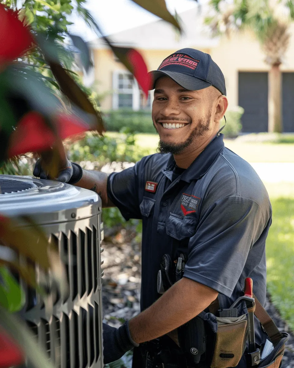 AC maintenance technician outside