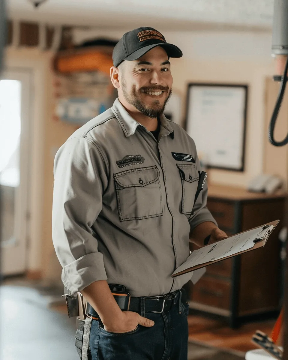 AC maintenance technician inside