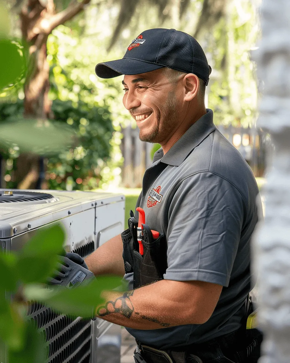AC installation tech outside
