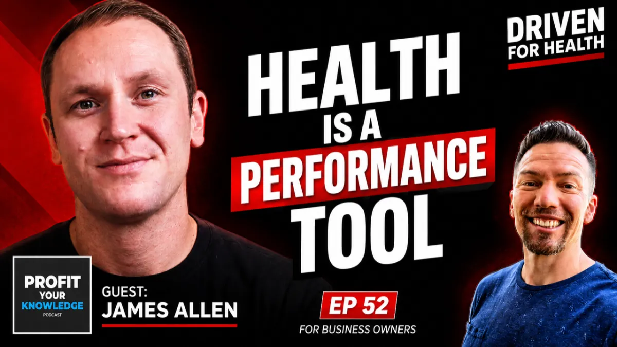 Coach Brian Parana and James Allen discussing health as a performance tool for business owners on the Driven For Health podcast.