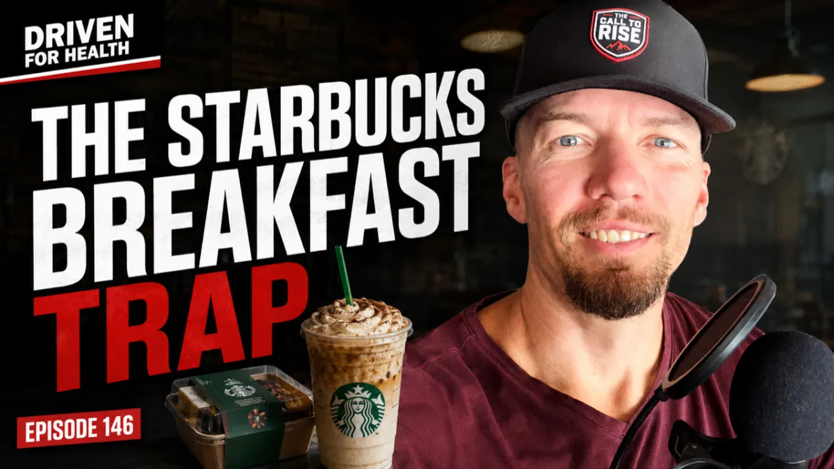 Coach Brian Parana beside an Americano and egg white bites, on the Driven For Health episode about what to order at Starbucks for fat loss for men over 40.