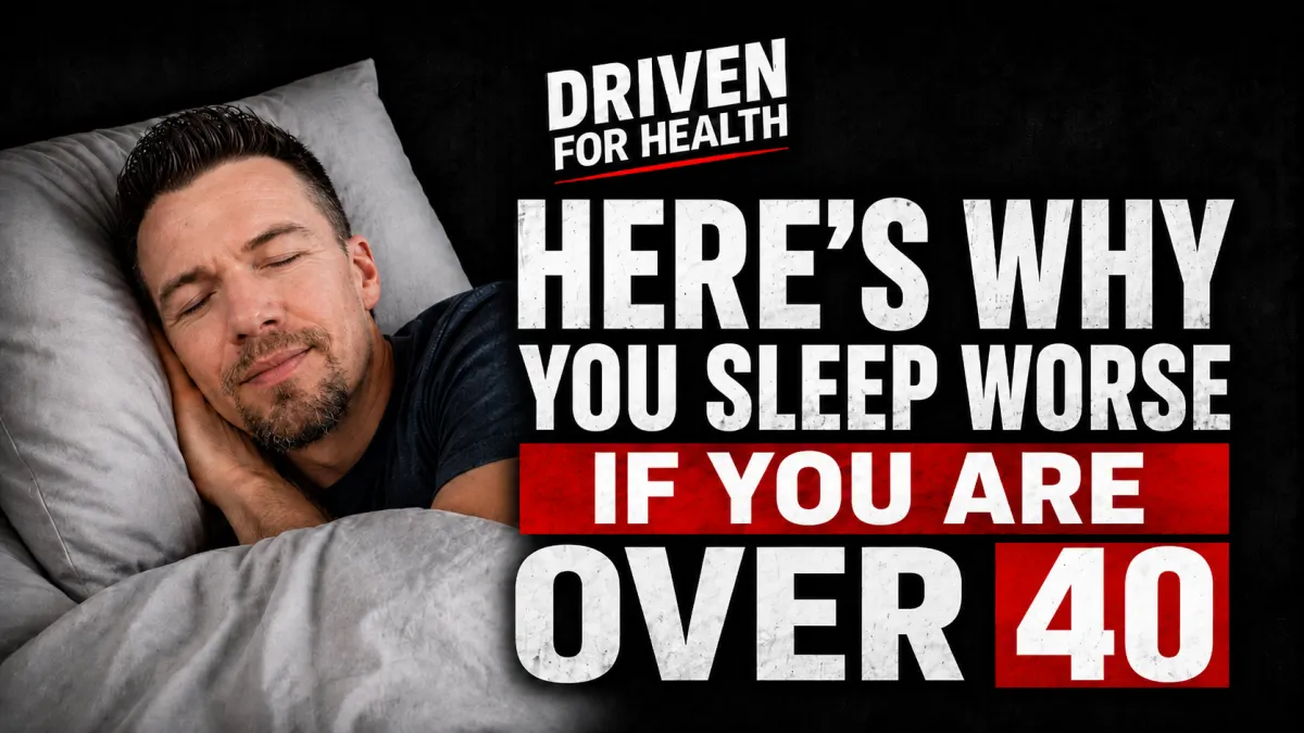 Health and Lifestyle category image for the Driven For Health Podcast with fitness, sleep, hydration, and healthy routine visuals.