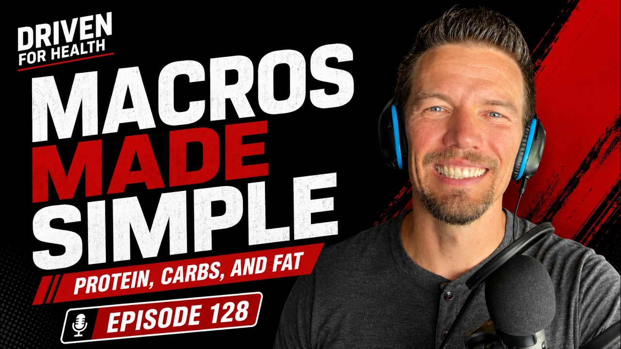 Coach Brian Parana wearing headphones for Episode 128 of Driven For Health, discussing protein, carbs and fat macros for men over 40
