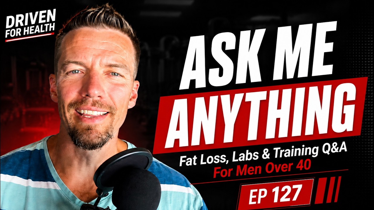Coach Brian Parana holding a microphone for the Driven For Health Ask Me Anything episode 127 on fat loss, blood labs and training for men over 40